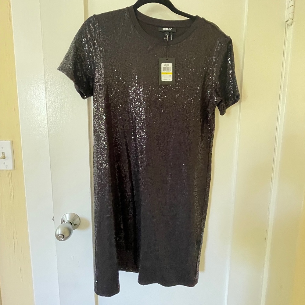 Donna Karan Sequin Dress Black New
